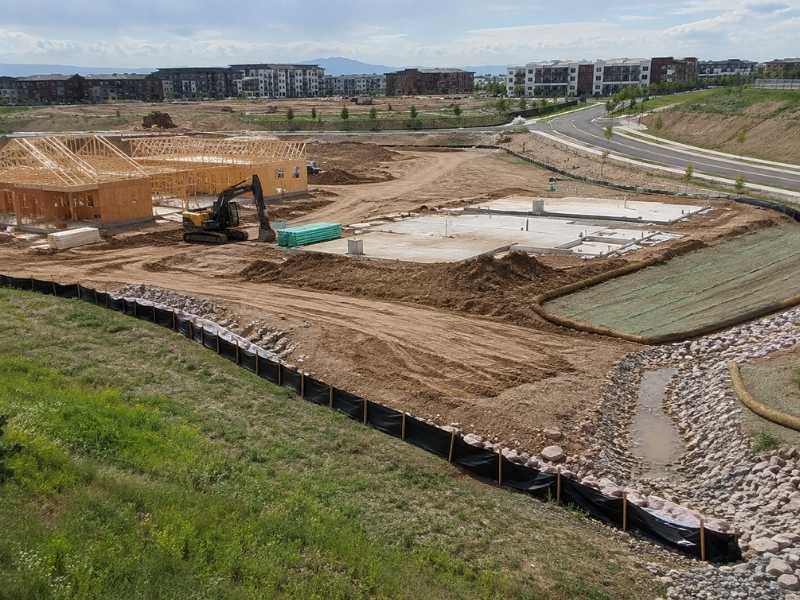 Erosion and sediment control measures around a phased construction site in Denver Colorado