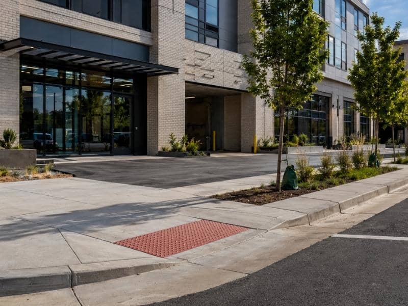 Denver redevelopment site with right-of-way improvements to the sidewalk, curb ramp, and driveway